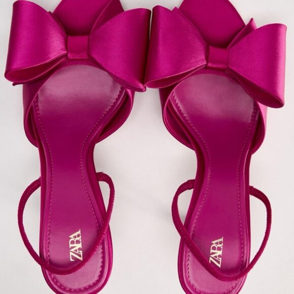 SATIN EFFECT BOW HIGH HEEL SANDALS - Picture 3 of 7